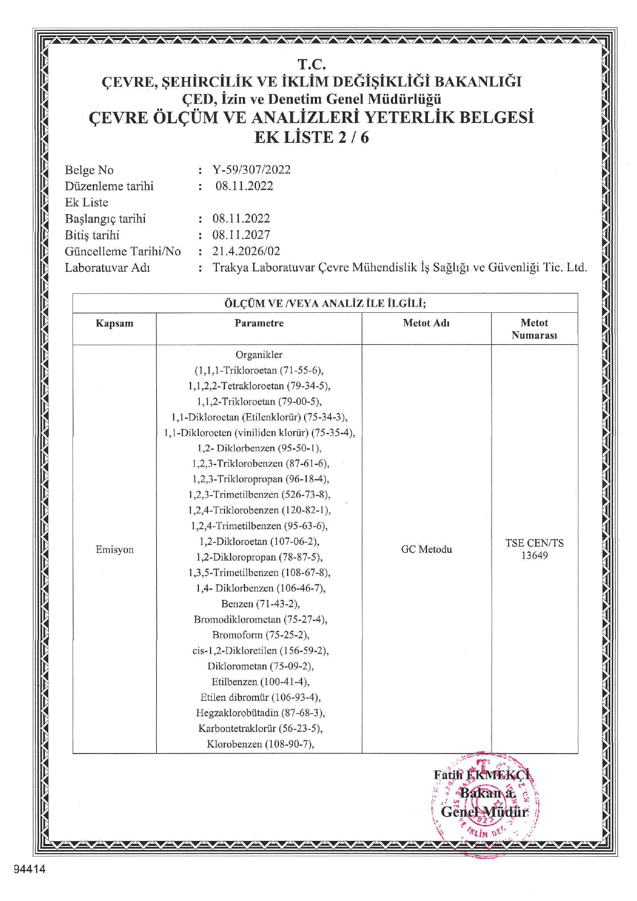 cevre yeterlilik belgesi 21.04.2026 2